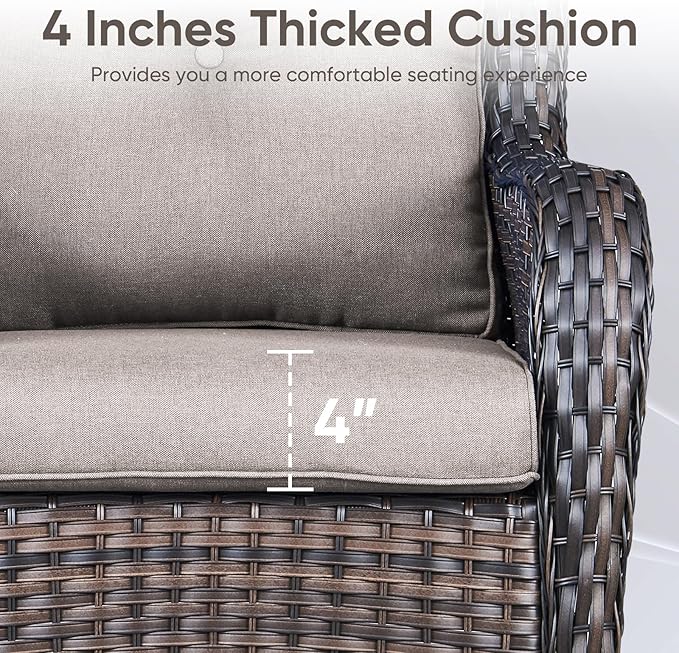Patio Chair Cushions 6 Packs - Outside High Back Thick Water-Resistant Cushion 22x24 with Zipper Cover for Outdoor Glider Rocking Chairs Loveseat 3-Seater Couch Sofa – Grey/Buckle