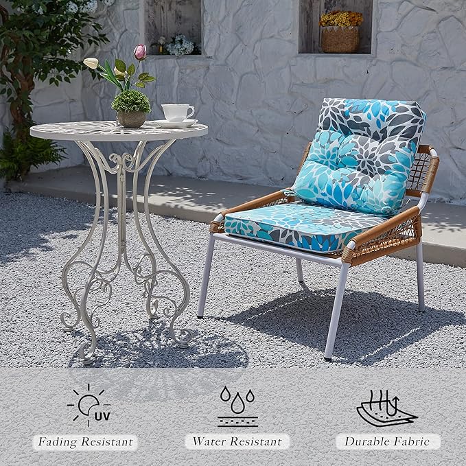 JMGBird Seat/Back Outdoor Chair Cushion Tufted Pillow, Deep Seat Cushion Set 22"x22", Outdoor Cushion for Patio Furniture