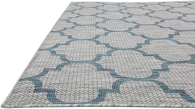 Unique Loom Outdoor Trellis Collection Area Rug (7' 1" x 10' Rectangle, Gray/ Ivory)