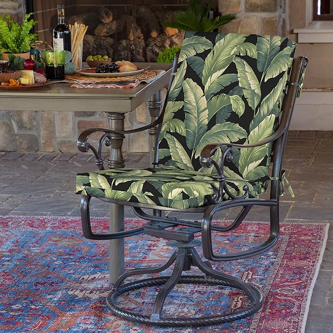Arden 4-Pack Outdoor Patio Dining Chair Cushion, 20x44, Rain-Proof Seat Pad, Fade-Resistant Outdoor Cushion Onyx Cebu