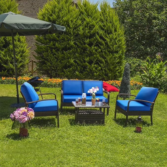 JMGBird Patio Chair Cushion Set, Outdoor Seat Cushion 24"x24" Patio Cushions for Outdoor Furniture