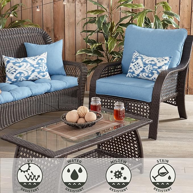 Greendale Home Fashions Outdoor 2-Piece Deep Seat Cushion Set, Blue Heather