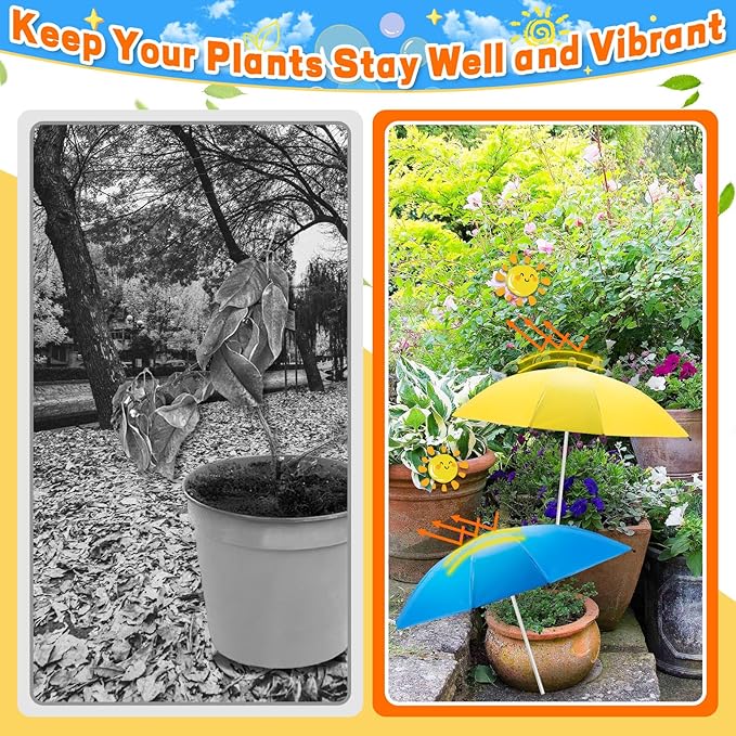 LUYI 2/4 Pcs Plant Umbrellas for Outdoor Plants, Garden Umbrella Shade for Potted Plants and Garden Beds