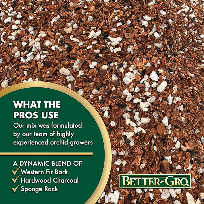 Better-Gro Special Orchid Mix - Premium Grade Orchid Bark Potting Mix, Repotting, Enhanced Drainage, Air Flow & Root Ventilation, Ideal for Phalaenopsis, Cattleyas, Dendrobiums 4 Quarts (Pack of 2)