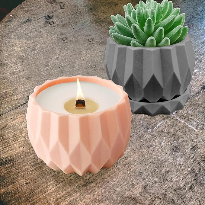 Wehous Silicone Planter Mold Set Diamond Shape Bowl Container Silicone Molds for Concrete Resin Casting Candle Holder Storage Box Jar Resin Cement Mold DIY Flower Pot Vase Art Craft Home Garden Decor