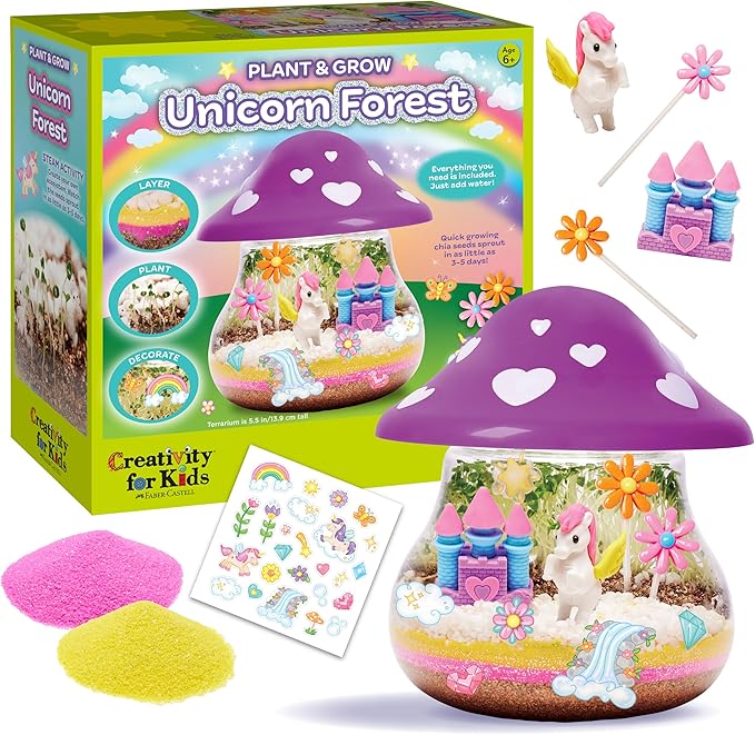Creativity for Kids Plant and Grow Unicorn Forest: Terrarium Kit for Kids, Unicorn Toys and STEM Kits, Easter Basket Stuffers & Arts and Crafts for Girls (Ages 6+)