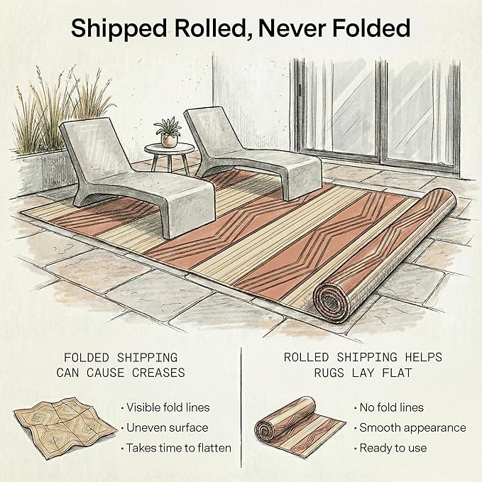 Fab Habitat Outdoor Rug - Waterproof, Fade Resistant, Crease-Free - Premium Recycled Plastic - Tribal Boho - Porch, Deck, Balcony, Mudroom, Laundry Room, Patio - Lagos - Sand & Coral - 3 x 5 ft