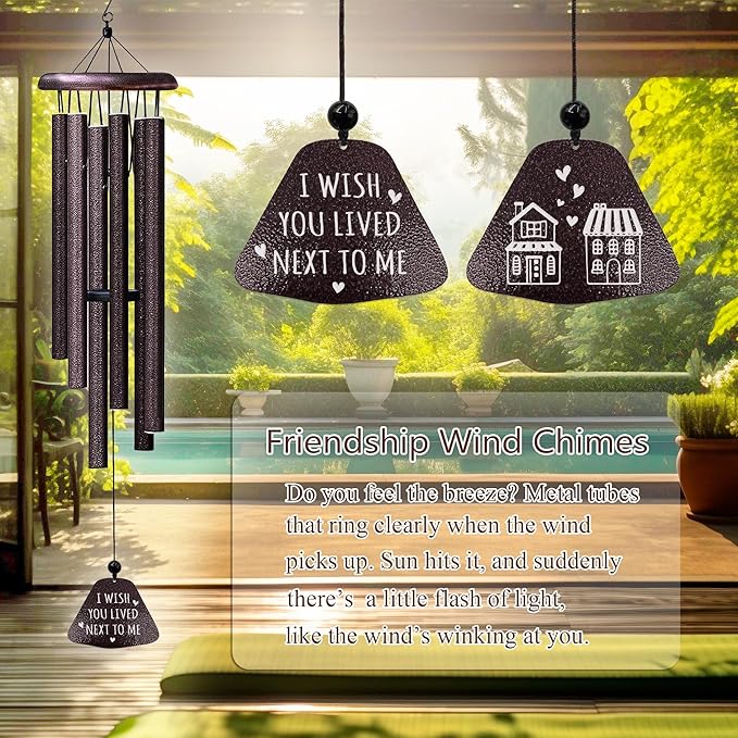 Best Friend Birthday Gifts for Women 32” Wind Chimes, Friendship Bestie Gifts for Women, Sister Birthday Gift, Wind Chimes for Best Friend Her BFF Sister Bestie Mom Daughter