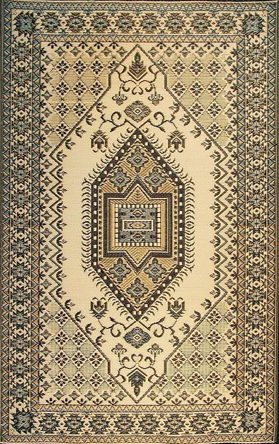 Mad Mats Traditional Outdoor Rug, Reversible Plastic Mat (5' x 8', Oriental Turkish - Black/Brown)