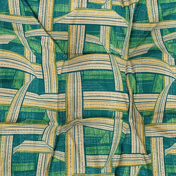 2-Pack Outdoor/Indoor Wicker Patio Seat Cushion Pad with Ties - Dining Chair Cushion, 17" x 17" (Green Plaid)