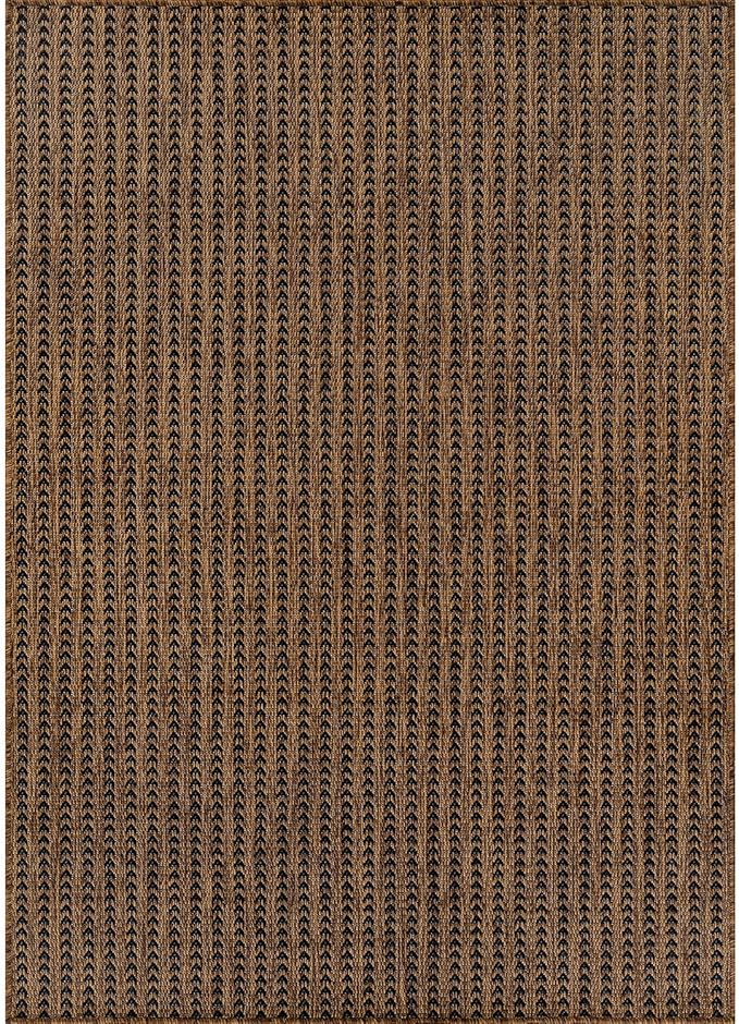 Washable Outdoor Rug 5x7 Modern Area Rugs Outdoor Carpets Striped Pattern Non Shedding Waterproof Easy Clean Patio Deck Porch Living Room Bedroom Garden RV (5 X 7 Gold)