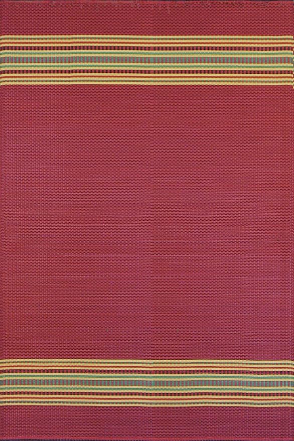 Mad Mats Traditional Outdoor Rug, Reversible Plastic Mat (4' x 6', Serape - Dark Red)
