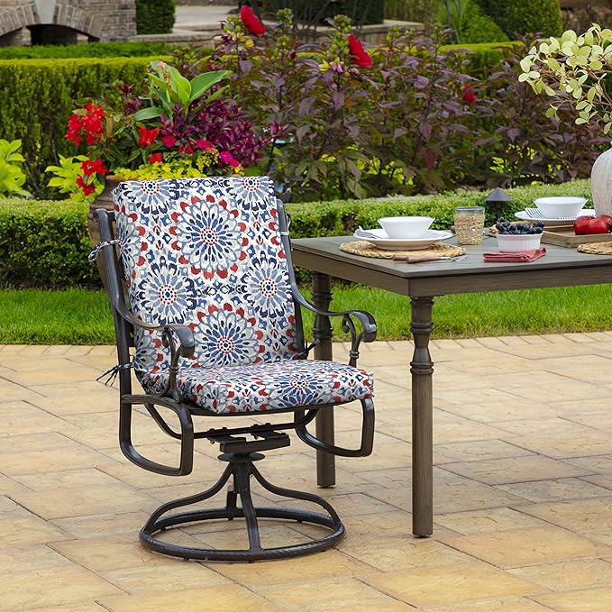 Arden 2-Pack Outdoor Patio Dining Chair Cushion, 20x44, Rain-Proof Seat Pad, Fade-Resistant Outdoor Cushion Clark Blue