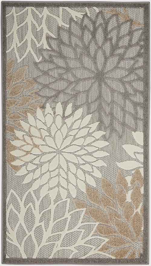 Nourison Home Aloha Natural 3' x 5' Area Rug - Easy Clean, Non Shedding, Bed Room, Living Room, Dining Room, Kitchen (3' x 5')