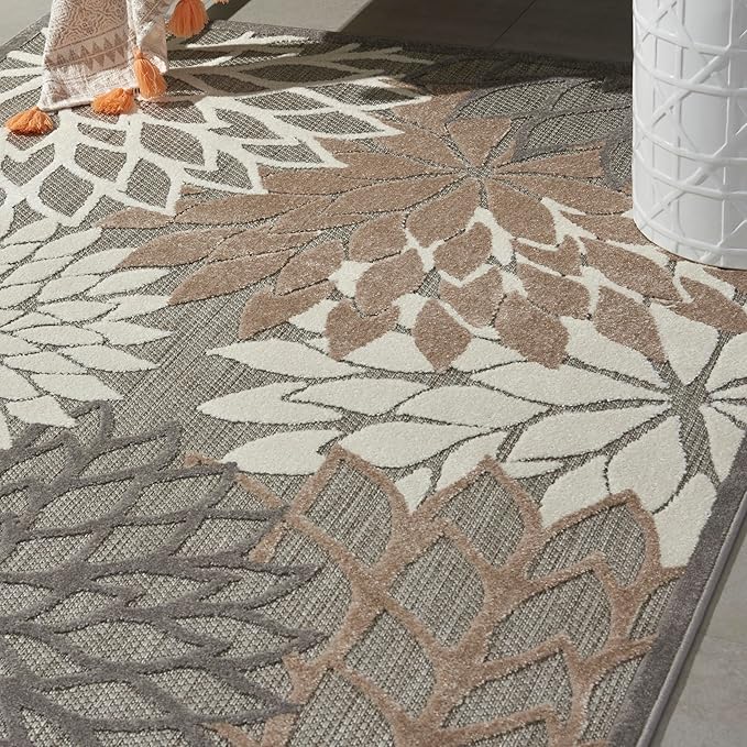 Nourison Home Aloha Natural 6' x 9' Area Rug - Easy Clean, Non Shedding, Bed Room, Living Room, Dining Room, Kitchen (6' x 9')