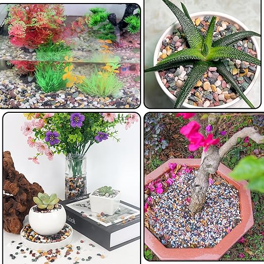 2.4lb Aquarium Gravel for Plants, 1/4Inch Fish Tank Gravel for Succulent Cactus and Bonsai, Decorative River Rocks Pebbles for Gardening, Flower Pots, Landscaping,Terrarium