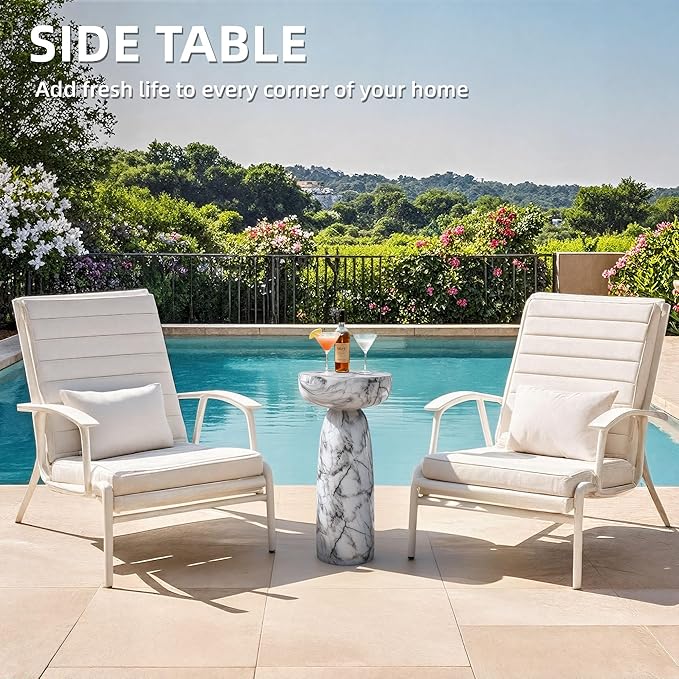 24" Large Side Table Outdoor, Modern Geometric Pedestal End Table, Multi-Functional & Decorative Coffee Table, Accent Table, Planter Stand for Garden Patio Porch Balcony or Living Room Decor