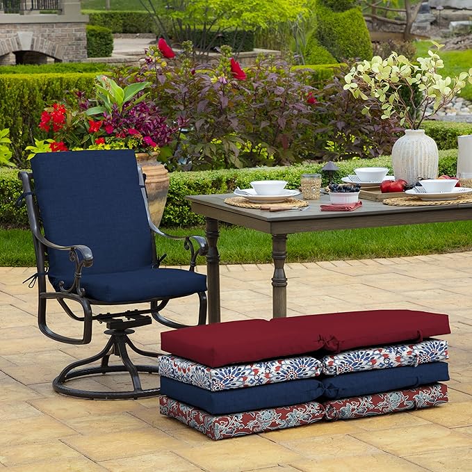 Arden 4-Pack Outdoor Patio Dining Chair Cushion, 20x44, Rain-Proof Seat Pad, Fade-Resistant Outdoor Cushion Sapphire Blue Leala