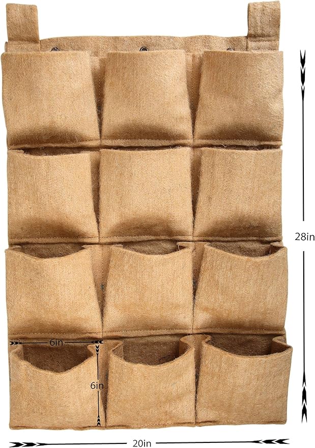12 Pocket Vertical Garden Wall Planter Tower - Herb - Outdoor Indoor - Hanging - Plant - Living - Balcony - Growing System - Biodegradable - Sustainable - Vegetable -Patio…