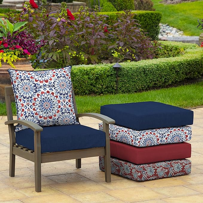 Arden Outdoor Deep Seat Cushion Set, 22 in x 24 in, Weather-Proof, Rain-Proof, Fade Resistant Patio Cushion Clark Blue