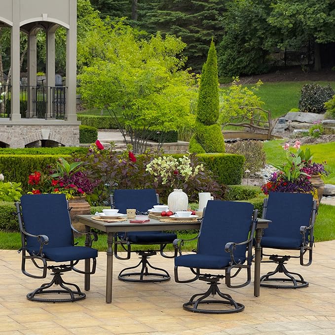 Arden 4-Pack Outdoor Patio Dining Chair Cushion, 20x44, Rain-Proof Seat Pad, Fade-Resistant Outdoor Cushion Sapphire Blue Leala
