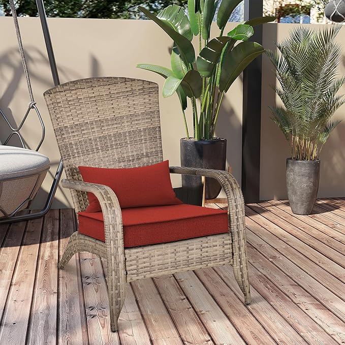 Outdoor Chair Cushions 22x22x3 Inch, Patio Seat Cushion Furniture Swing Set of 2, Water Repellent Chairs Wicker Cushion Pads with Couch Sofa in Garden, Brick Red