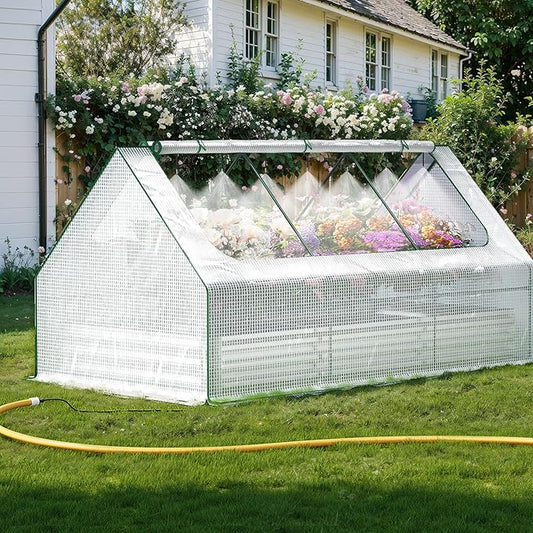 Raised Garden Bed with Self-Watering System, 8x4x1 ft Elevated Planter Boxes Outdoor with PE Cover, Galvanized Raised Beds for Gardening,Vegetables,Flowers, Backyard, Patio