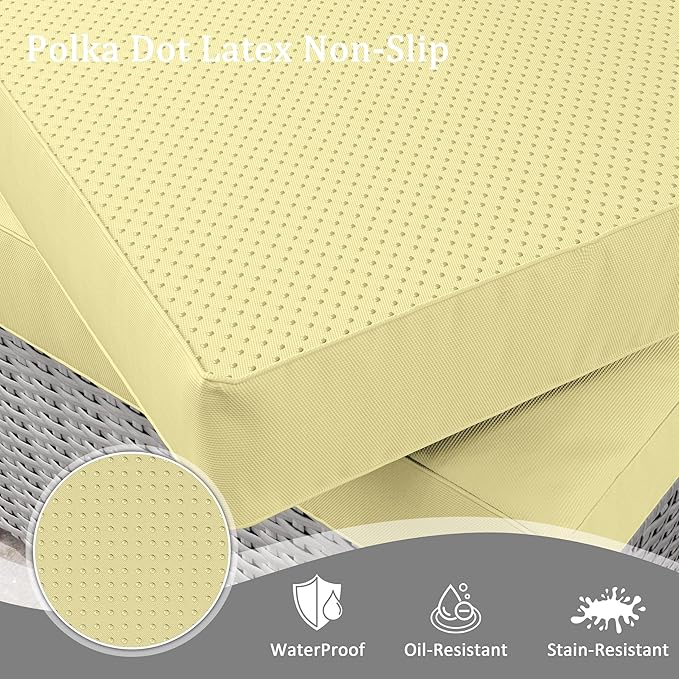 Outdoor Furniture Replacement Cushions, Waterproof Patio Furniture Cushions, 4" Deep Seat Outdoor Sectional Cushion for 3-Seat Outdoors Rattan Sofa Patio Sofa Cushion, Light Yellow