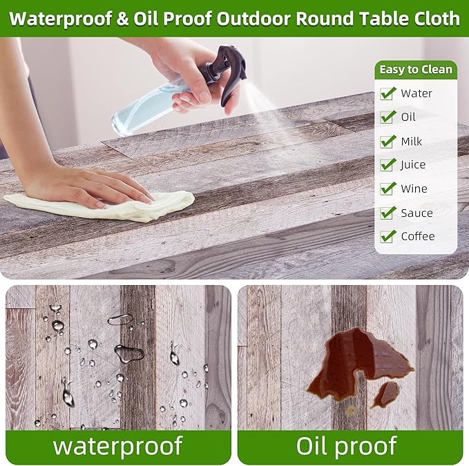 Picnic Table Cover with Bench Covers Farmhouse Waterproof Windproof Fitted Outdoor Tablecloth with Elastic Rectangle Table Cloth Camping Must Haves Rv Accessories,72x30 Inch (Wood )