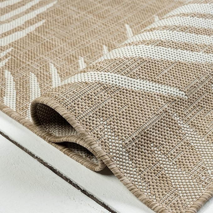 LR Home 8x10 Indoor/Outdoor Area Rug for Home Decor | Floral Large Size Carpet Suitable for Living Room, Bedroom, Playroom, Patio, Garden | Tropical Farmhouse Rug | Beige/Ivory