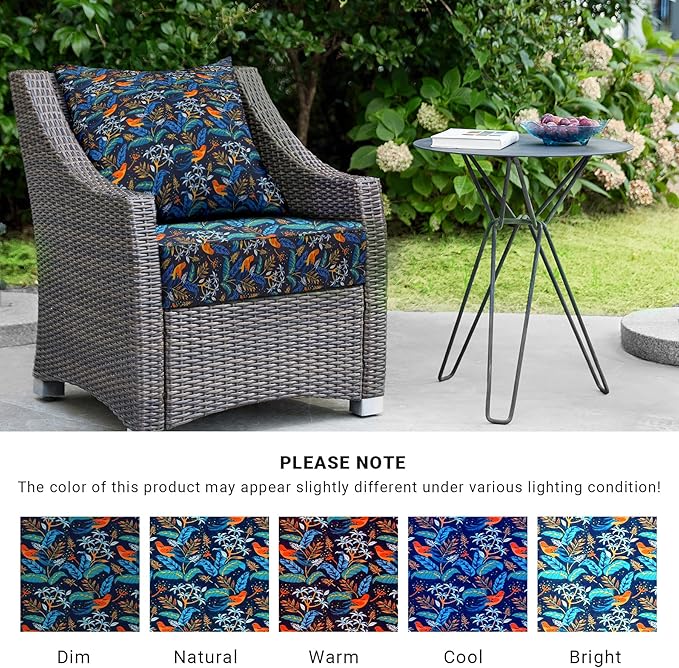 Outdoor Cushions for Patio Furniture,Outdoor Seat Cushion Set 24 x 24 x 5.75 Inch,Waterproof & Fade Resistant Outdoor Chair Cushions,Deep Patio Chair Cushion with Removable Cover,Nightingale