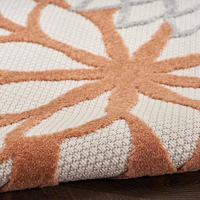 Nourison Home Aloha Indoor-Outdoor Ivory Multicolor 5'3" x 7'5" Area Rug, Easy Cleaning, Non Shedding, Bed Room, Living Room, Dining Room, Backyard, Deck, Patio (5x7)
