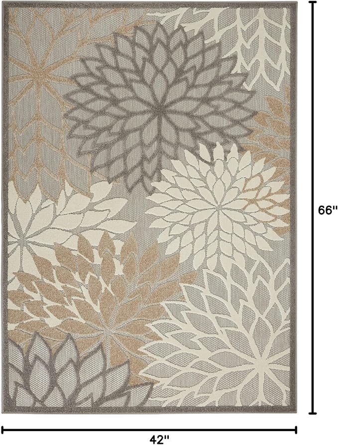 Nourison Home Aloha Natural 3'6" x 5'6" Area Rug - Easy Clean, Non Shedding, Bed Room, Living Room, Dining Room, Kitchen (4' x 6')