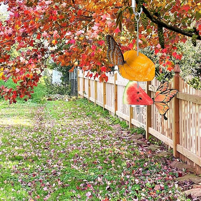 2Pcs Butterfly Banana Holder for Outside, Outdoor Banana Hammock, Hangable Butterfly Feeders Stand for Garden, Backyard
