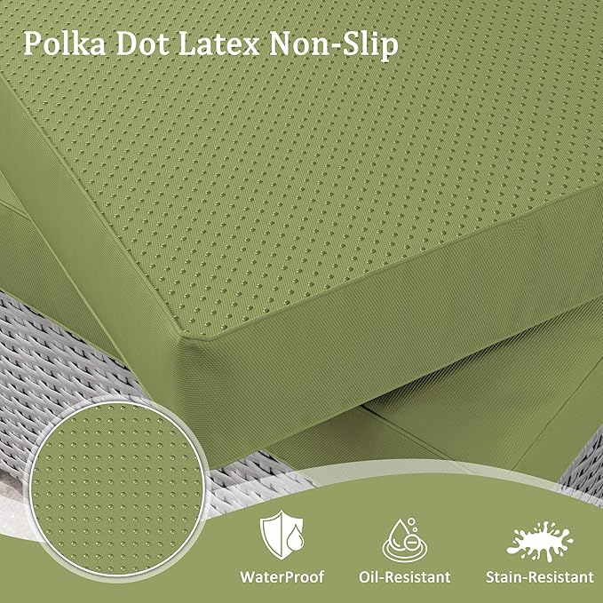 Outdoor Furniture Replacement Cushions, Waterproof Patio Furniture Cushions, 4" Deep Seat Outdoor Sectional Cushion for 3-Seat Outdoors Rattan Sofa Patio Sofa Cushion, Avocado Green