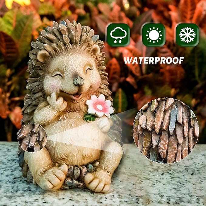 Resin Large Garden Cute Hedgehog Decor, 8.66 Inch High, Waterproof Animal Figure, Outdoor for Lawn Yard, Indoor Shelf Desk Bookshelves