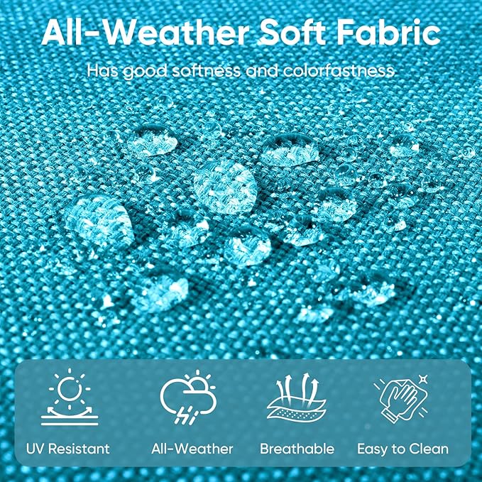 Patio Chair Cushions 6 Packs - Outside High Back Thick Replacement Cushion 22x24 with Zipper Cover for Outdoor Glider Rocking Chairs Loveseat 3-Seater Couch Sofa – Teal/Buckle