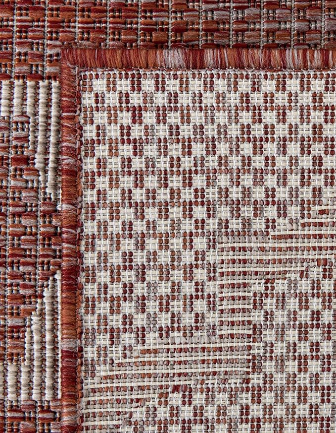 Unique Loom Outdoor Trellis Collection Area Rug - Trellis (Square 10' 8" x 10' 8", Rust Red/ Ivory)