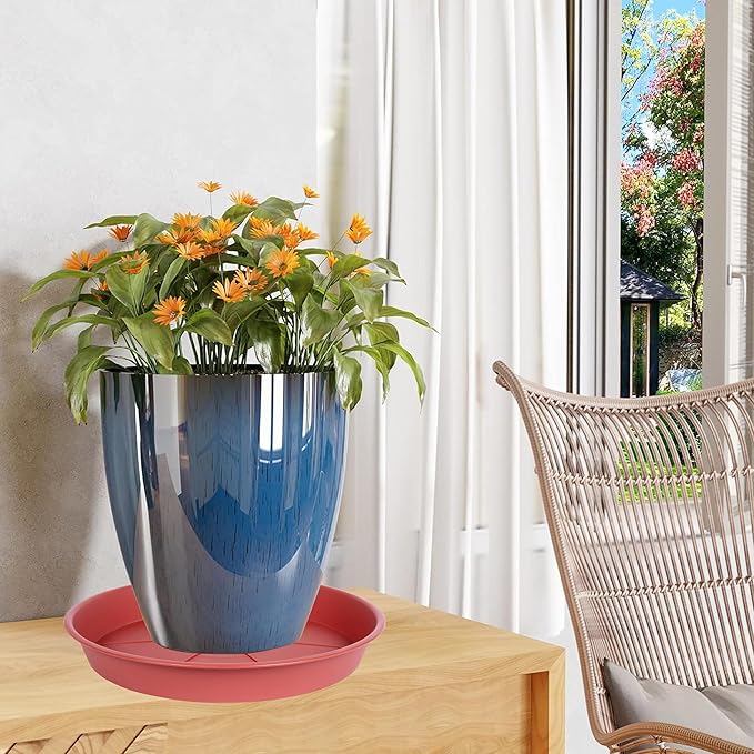 2 Pack of Plant Saucer Tray 17 inch, Heavy Duty Plastic Pot Plant Drip Trays Saucers for Indoors Outdoor, Plant Water Tray for Planters 15-17" (17", Clay)