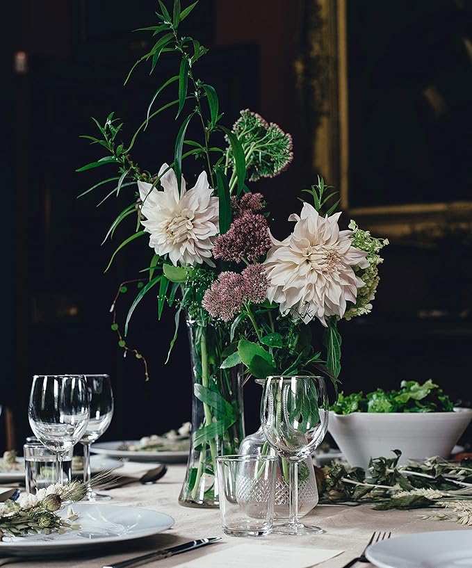 WGV Unique Bouquet Vase, 5" W, 12" H, Clear Glass Tall Floral with Flared Oval Opening, Centerpiece, Home Wedding Event Decor, 1 Piece (VCK0912)