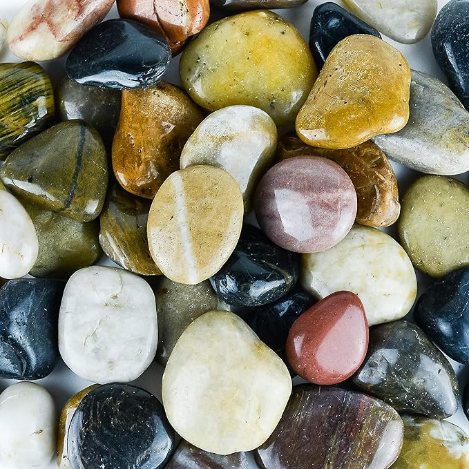 5 lbs Approx. 38 River Rocks Stones for Plants Pebbles for Indoor Plants | Aquarium Fish Tank Rocks | Polished Decorative Rocks for Vases (2-3 Inches)