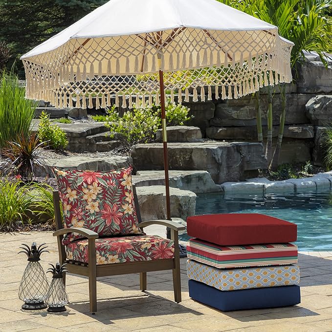 Arden Outdoor Deep Seat Cushion Set (4-Pack), 24 in x 24 in, Weather-Proof, Rain-Proof, Fade Resistant Patio Cushion for Chair, Sofa, and Couch Ruby Clarissa