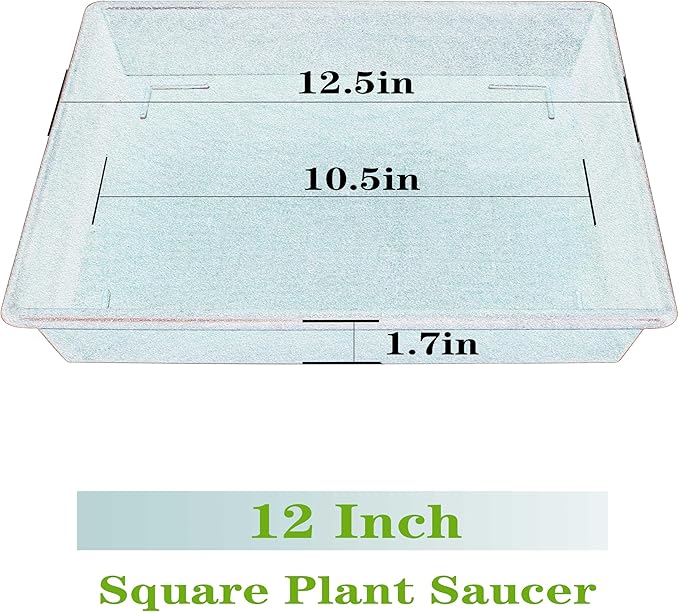 Square Plant Saucer 12 Inch 2 Pack 6 8 10 12 14 16 18 20 Inch, Plant Trays for Pots Heavy Duty Plastic Plant Saucers for Indoors Outdoors, Flower Pot No Holes Plant Drip Trays