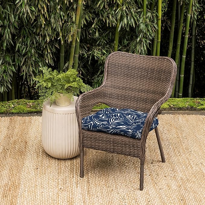 Arden earthFIBER Outdoor Plush Wicker Chair Cushion, 2 Pack, 20 x 18, Rain-Proof, Fade Resistant, Tufted Cushion for Wicker, Adirondack, and Rocking Chairs Navy Blue King Palm