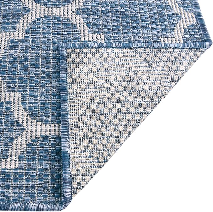 Unique Loom Trellis Collection Area Rug-Lattice Design, Moroccan Inspired for Indoor/Outdoor Décor, 7' 10" x 7' 10" Square, Navy Blue/Gray