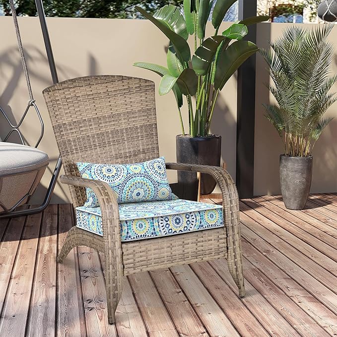 Outdoor Chair Cushions 22x22x3 Inch, Patio Seat Cushion Furniture Swing Set of 2, Water Repellent Chairs Wicker Cushion Pads with Couch Sofa in Garden, Delancey Lagoon
