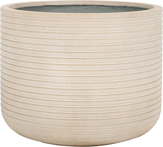SAFAVIEH Outdoor Collection Nardo Beige Cement Ficonstone Planter Pot