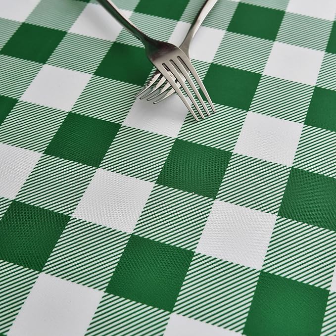 Waterproof Plaid Tablecloth Fabric - Round 120 Inch Classic Gingham Checker Table Cloth for Indoor/Outdoor Use - Buffalo Table Cover for Picnics, BBQs, and Parties