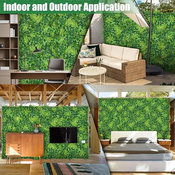 Artificial Plant Wall Roll Panels, 40"x120"(33.33 SQFT) Faux Grass Backdrop with UV Resistant Fern Leaves, Green Wall Decor for Outdoor Indoor Patio Garden Backyard