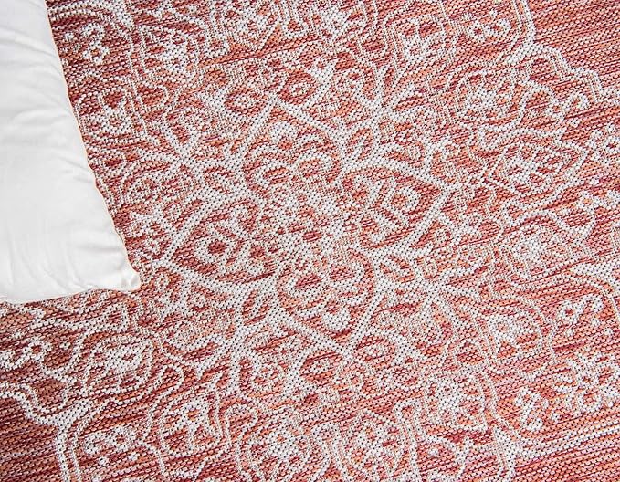 Unique Loom Outdoor Traditional Collection Area Rug - Antique (2' x 6' 1" Runner, Rust Red/ Gray)